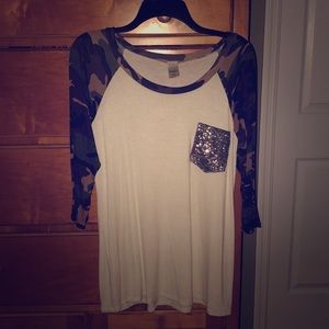 Brenda’s USA long sleeve camo with sequined pocket